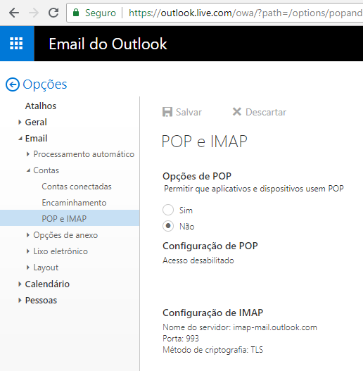 Configuração que necessita ser ativado no LIVE da Microsoft para que a conta de email do seu domínio funcione.
